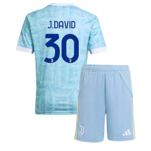 Juventus Jonathan David #30 Dětské Venkovní Dres 2025-26 Krátký Rukáv (+ trenýrky)