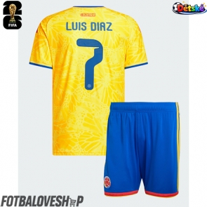 Kolumbie Luis Diaz #7 Dětské Domácí Dres MS 2026 Krátký Rukáv (+ trenýrky)