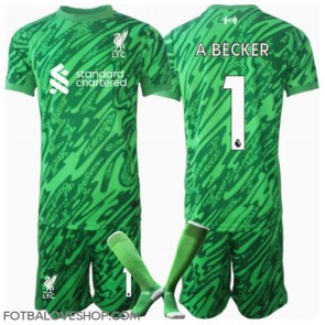 Liverpool Alisson Becker #1 Brankářské Dětské Venkovní Dres 2024-25 Krátký Rukáv (+ trenýrky)