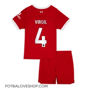 Liverpool Virgil van Dijk #4 Dětské Domácí Dres 2023-24 Krátký Rukáv (+ trenýrky)