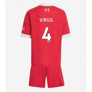 Liverpool Virgil van Dijk #4 Dětské Domácí Dres 2025-26 Krátký Rukáv (+ trenýrky)