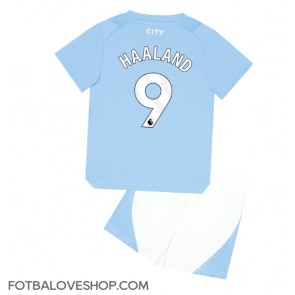 Manchester City Erling Haaland #9 Dětské Domácí Dres 2023-24 Krátký Rukáv (+ trenýrky)
