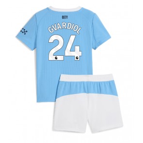Manchester City Josko Gvardiol #24 Dětské Domácí Dres 2025-26 Krátký Rukáv (+ trenýrky)