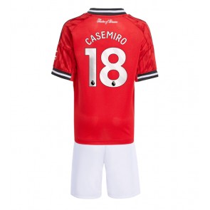 Manchester United Casemiro #18 Dětské Domácí Dres 2025-26 Krátký Rukáv (+ trenýrky)