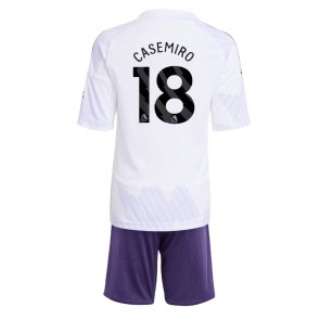 Manchester United Casemiro #18 Dětské Venkovní Dres 2025-26 Krátký Rukáv (+ trenýrky)