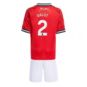 Manchester United Diogo Dalot #2 Dětské Domácí Dres 2025-26 Krátký Rukáv (+ trenýrky)