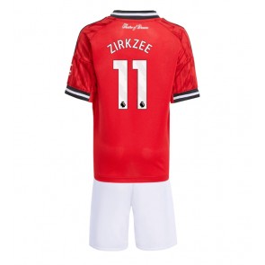 Manchester United Joshua Zirkzee #11 Dětské Domácí Dres 2025-26 Krátký Rukáv (+ trenýrky)