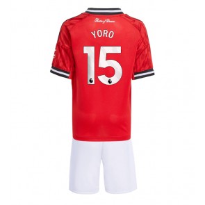 Manchester United Leny Yoro #15 Dětské Domácí Dres 2025-26 Krátký Rukáv (+ trenýrky)