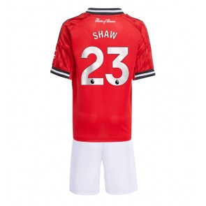 Manchester United Luke Shaw #23 Dětské Domácí Dres 2025-26 Krátký Rukáv (+ trenýrky)