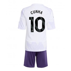 Manchester United Matheus Cunha #10 Dětské Venkovní Dres 2025-26 Krátký Rukáv (+ trenýrky)