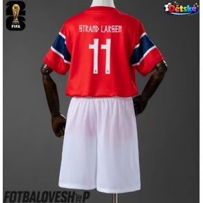 Norsko Jorgen Strand Larsen #11 Dětské Domácí Dres MS 2026 Krátký Rukáv (+ trenýrky)
