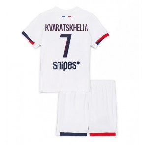 Paris Saint-Germain Khvicha Kvaratskhelia #7 Dětské Venkovní Dres 2025-26 Krátký Rukáv (+ trenýrky)
