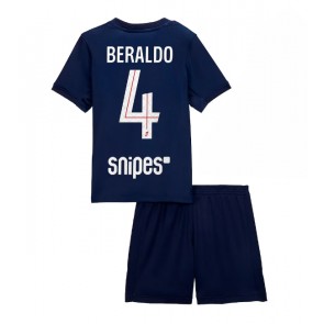 Paris Saint-Germain Lucas Beraldo #4 Dětské Domácí Dres 2025-26 Krátký Rukáv (+ trenýrky)