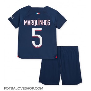 Paris Saint-Germain Marquinhos #5 Dětské Domácí Dres 2023-24 Krátký Rukáv (+ trenýrky)