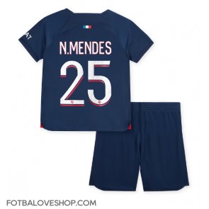 Paris Saint-Germain Nuno Mendes #25 Dětské Domácí Dres 2023-24 Krátký Rukáv (+ trenýrky)