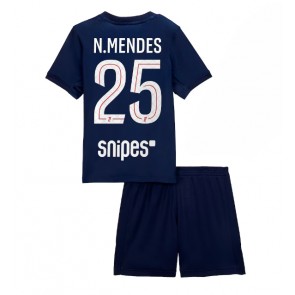 Paris Saint-Germain Nuno Mendes #25 Dětské Domácí Dres 2025-26 Krátký Rukáv (+ trenýrky)