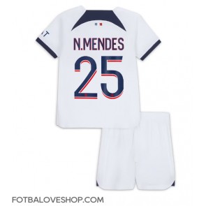 Paris Saint-Germain Nuno Mendes #25 Dětské Venkovní Dres 2023-24 Krátký Rukáv (+ trenýrky)