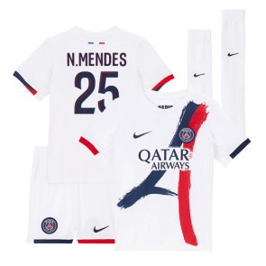 Paris Saint-Germain Nuno Mendes #25 Dětské Venkovní Dres 2025-26 Krátký Rukáv (+ trenýrky)