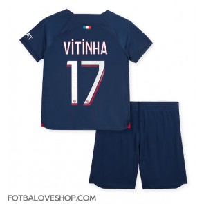 Paris Saint-Germain Vitinha Ferreira #17 Dětské Domácí Dres 2023-24 Krátký Rukáv (+ trenýrky)