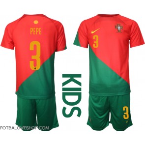 Portugalsko Pepe #3 Dětské Domácí Dres MS 2022 Krátký Rukáv (+ trenýrky)