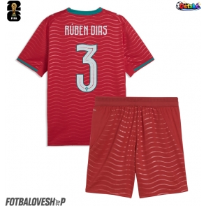 Portugalsko Ruben Dias #3 Dětské Domácí Dres MS 2026 Krátký Rukáv (+ trenýrky)