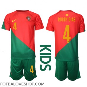 Portugalsko Ruben Dias #4 Dětské Domácí Dres MS 2022 Krátký Rukáv (+ trenýrky)