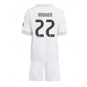 Real Madrid Antonio Rudiger #22 Dětské Domácí Dres 2025-26 Krátký Rukáv (+ trenýrky)