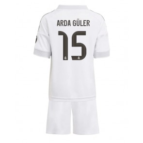 Real Madrid Arda Guler #15 Dětské Domácí Dres 2025-26 Krátký Rukáv (+ trenýrky)