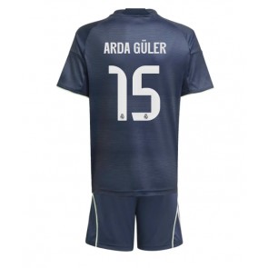 Real Madrid Arda Guler #15 Dětské Venkovní Dres 2025-26 Krátký Rukáv (+ trenýrky)