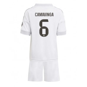 Real Madrid Eduardo Camavinga #6 Dětské Domácí Dres 2025-26 Krátký Rukáv (+ trenýrky)