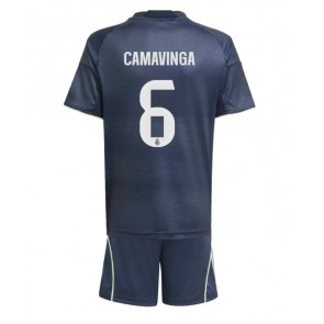 Real Madrid Eduardo Camavinga #6 Dětské Venkovní Dres 2025-26 Krátký Rukáv (+ trenýrky)