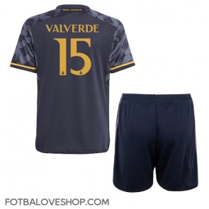Real Madrid Federico Valverde #15 Dětské Venkovní Dres 2023-24 Krátký Rukáv (+ trenýrky)