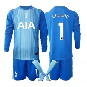Tottenham Hotspur Guglielmo Vicario #1 Brankářské Dětské Venkovní Dres 2025-26 Dlouhý Rukáv (+ trenýrky)