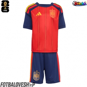Španělsko Dětské Domácí Dres MS 2026 Krátký Rukáv (+ trenýrky)
