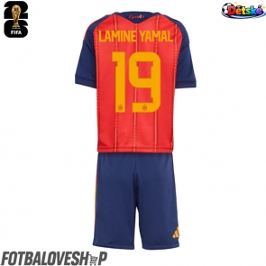 Španělsko Lamine Yamal #19 Dětské Domácí Dres MS 2026 Krátký Rukáv (+ trenýrky)