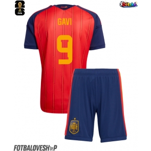 Španělsko Paez Gavi #9 Dětské Domácí Dres MS 2026 Krátký Rukáv (+ trenýrky)