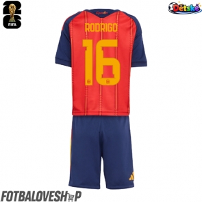 Španělsko Rodri Hernandez #16 Dětské Domácí Dres MS 2026 Krátký Rukáv (+ trenýrky)