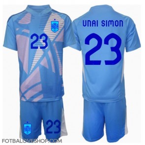 Španělsko Unai Simon #23 Brankářské Dětské Domácí Dres ME 2024 Krátký Rukáv (+ trenýrky)