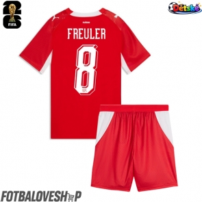 Švýcarsko Remo Freuler #8 Dětské Domácí Dres MS 2026 Krátký Rukáv (+ trenýrky)