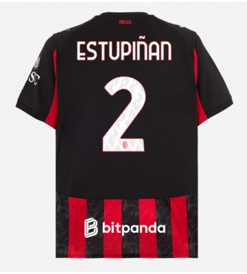 AC Milan Pervis Estupinan #2 Domácí Dres 2025-26 Krátký Rukáv