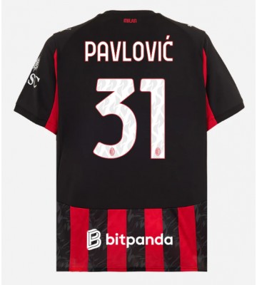 AC Milan Strahinja Pavlovic #31 Domácí Dres 2025-26 Krátký Rukáv