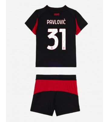 AC Milan Strahinja Pavlovic #31 Dětské Domácí Dres 2025-26 Krátký Rukáv (+ trenýrky)