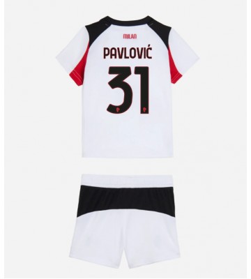 AC Milan Strahinja Pavlovic #31 Dětské Venkovní Dres 2025-26 Krátký Rukáv (+ trenýrky)