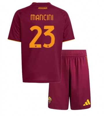 AS Roma Gianluca Mancini #23 Dětské Domácí Dres 2025-26 Krátký Rukáv (+ trenýrky)