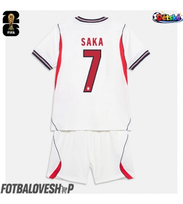 Anglie Bukayo Saka #7 Dětské Domácí Dres MS 2026 Krátký Rukáv (+ trenýrky)