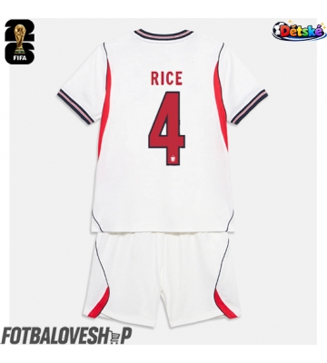 Anglie Declan Rice #4 Dětské Domácí Dres MS 2026 Krátký Rukáv (+ trenýrky)