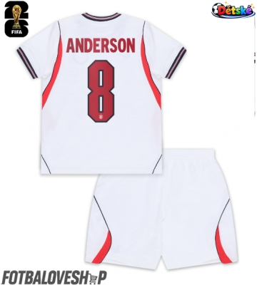 Anglie Elliot Anderson #8 Dětské Domácí Dres MS 2026 Krátký Rukáv (+ trenýrky)