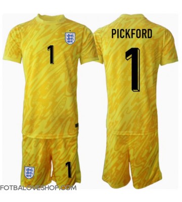 Anglie Jordan Pickford #1 Brankářské Dětské Venkovní Dres ME 2024 Krátký Rukáv (+ trenýrky)