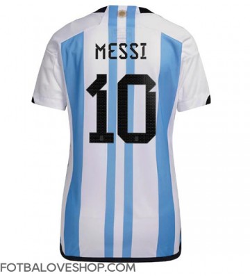 Argentina Lionel Messi #10 Dámské Domácí Dres MS 2022 Krátký Rukáv