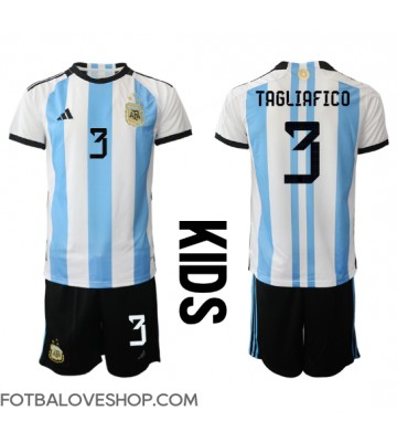 Argentina Nicolas Tagliafico #3 Dětské Domácí Dres MS 2022 Krátký Rukáv (+ trenýrky)